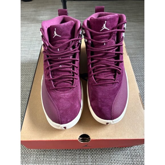 Air Jordan 12 Retro Bordeaux/Sail-Metallic Silver Mens Sneakers Size 10.5 New - Picture 1 of 7